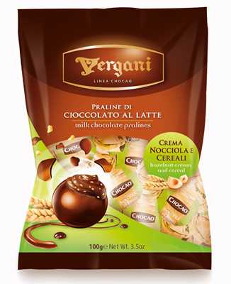 Praline de Ciocolata cu Crema de Alune si Cereale Vergani 100g