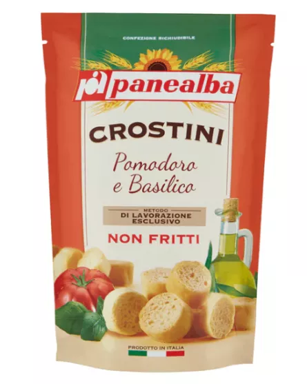 Crostini Panealba cu Rosii si Busuioc 100g