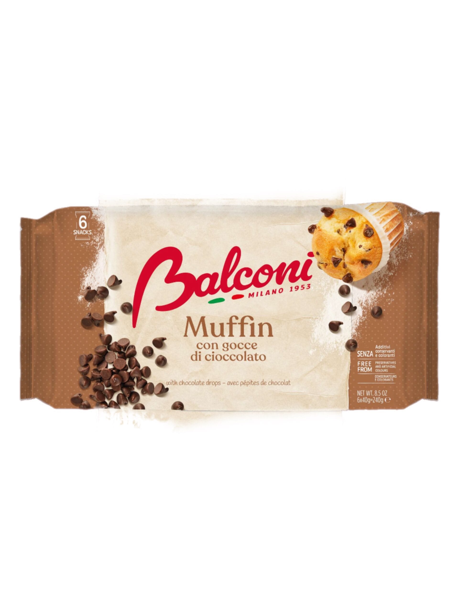 BRIOȘE CU PICĂTURI DE CIOCOLATĂ 240 GR „BALCONI”
