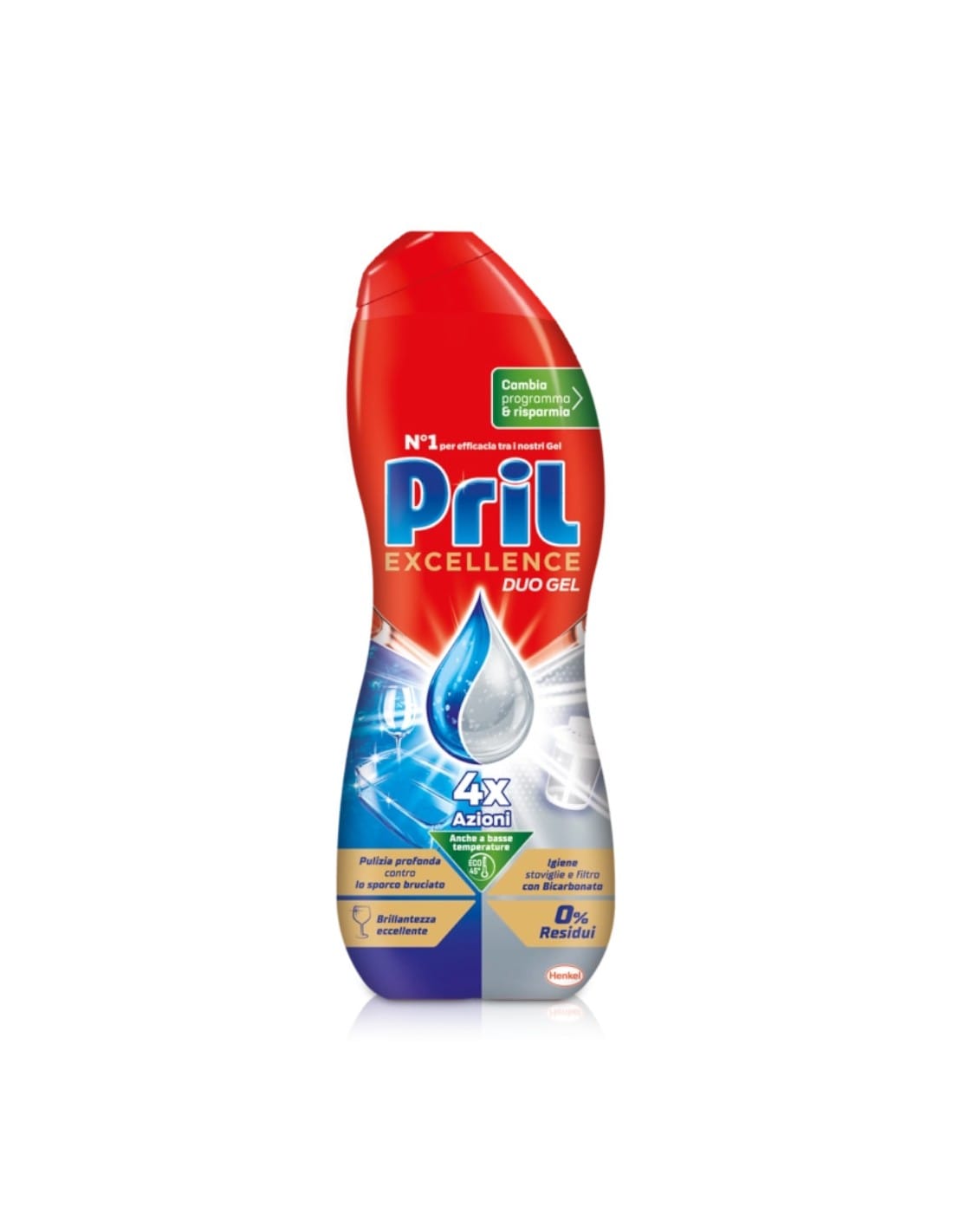 Detergent gel Pril Duo Gel pentru mașina de spălat vase, igienă cu bicarbonat, 30 de spălări